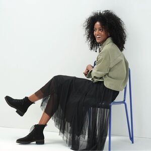 Rothy’s Sz 7 The Laced Lug Black Water Resistant Stretch Wool Blend Boot Ret 289